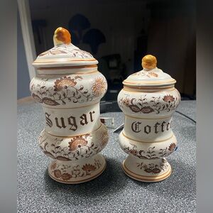 Arnart Brown Onion  Ceramic Sugar and Coffee Canister -rare